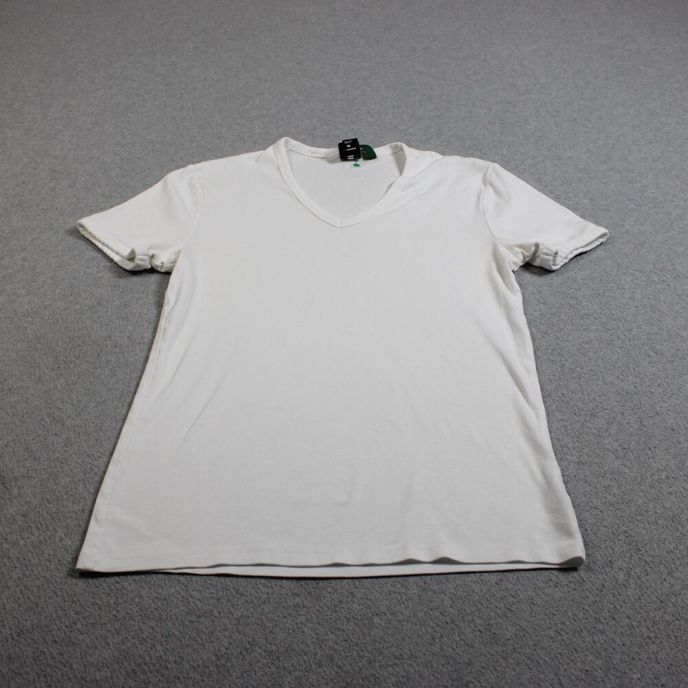 G-Star Raw Shirt Womens Medium White V Neck Organic Cotton Slim Fit Quiet Luxury